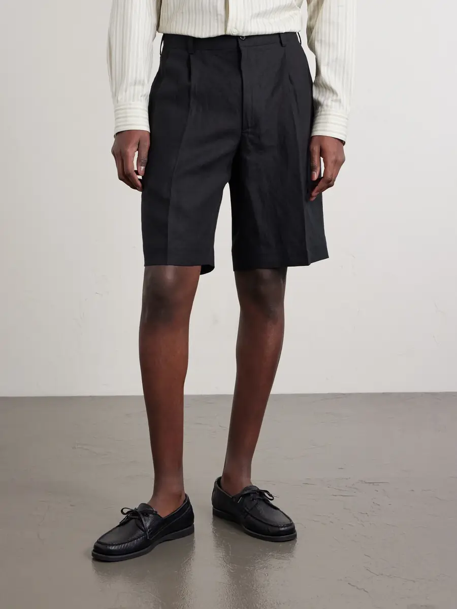 Rubinacci Straight-Leg Pleated Linen Shorts - Men | Thumbnail 3 Rubinacci Straight-Leg Pleated Linen Shorts - Men | Thumbnail 3