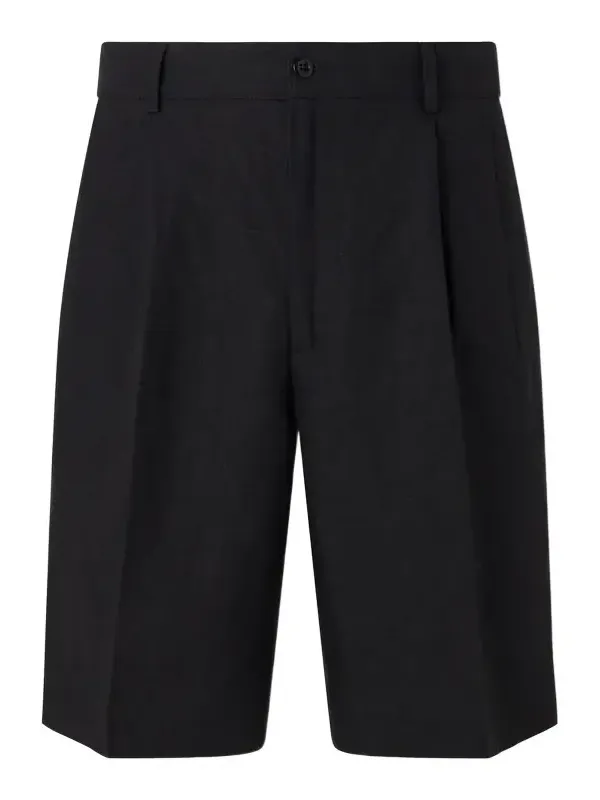 Straight-Leg Pleated Linen Shorts - Men Straight-Leg Pleated Linen Shorts - Men