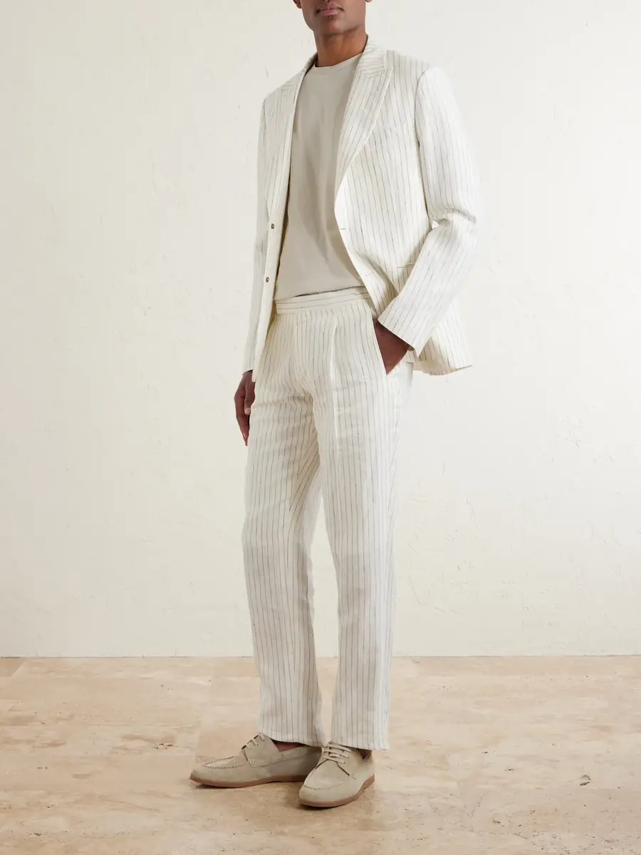 MR P. Tapered Pleated Pinstriped Linen Suit Trousers - Men | Thumbnail 2 MR P. Tapered Pleated Pinstriped Linen Suit Trousers - Men | Thumbnail 2