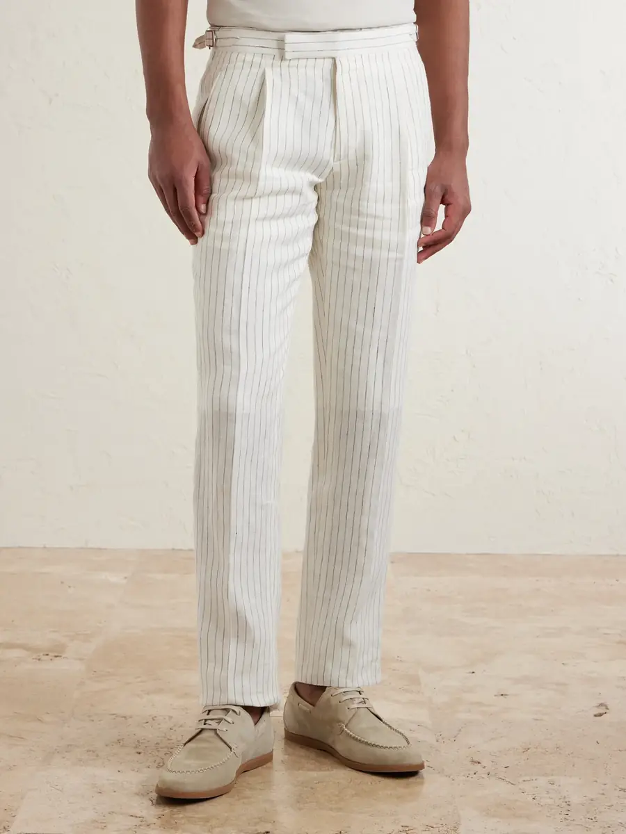 MR P. Tapered Pleated Pinstriped Linen Suit Trousers - Men | Thumbnail 3 MR P. Tapered Pleated Pinstriped Linen Suit Trousers - Men | Thumbnail 3