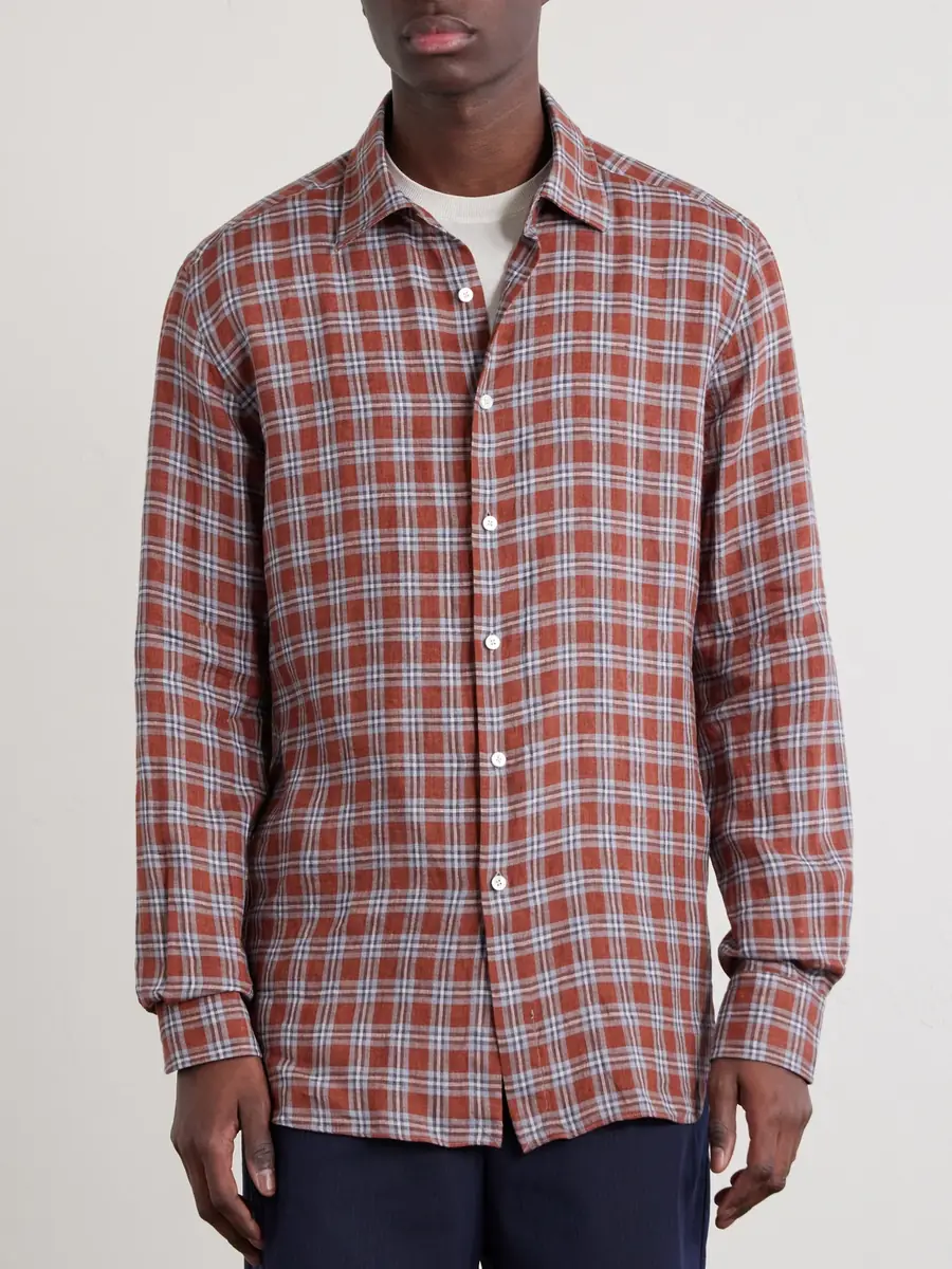 Slowear Checked Linen Shirt - Men | Thumbnail 3 Slowear Checked Linen Shirt - Men | Thumbnail 3