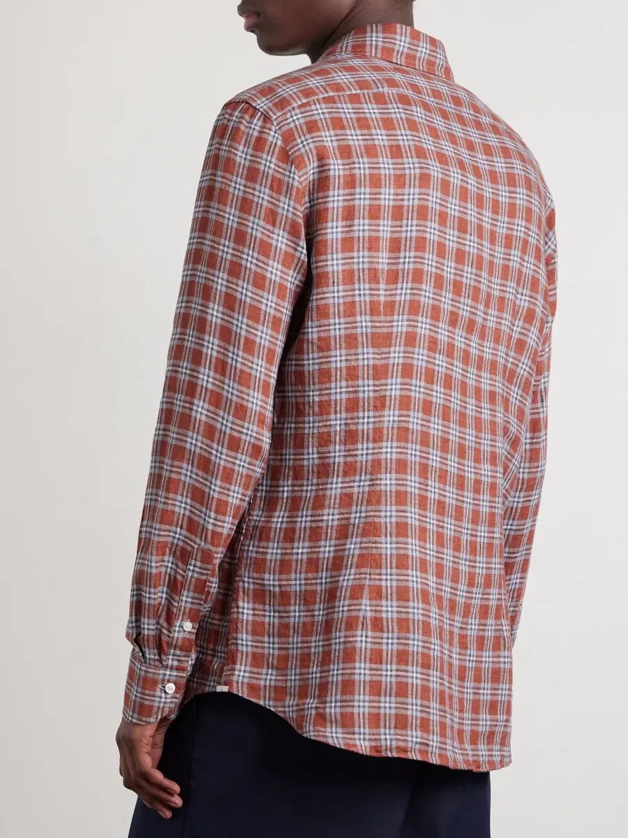 Slowear Checked Linen Shirt - Men | Thumbnail 4 Slowear Checked Linen Shirt - Men | Thumbnail 4