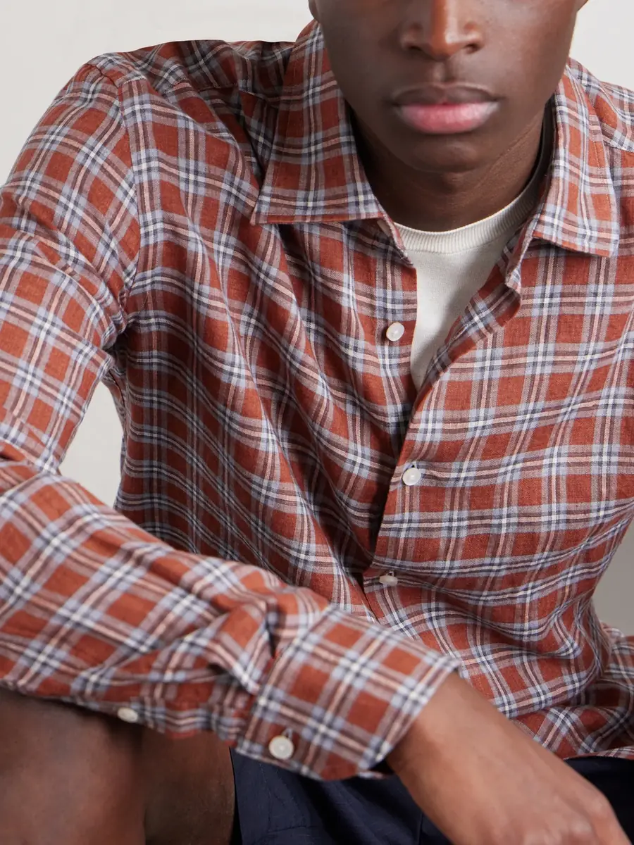 Slowear Checked Linen Shirt - Men | Thumbnail 5 Slowear Checked Linen Shirt - Men | Thumbnail 5