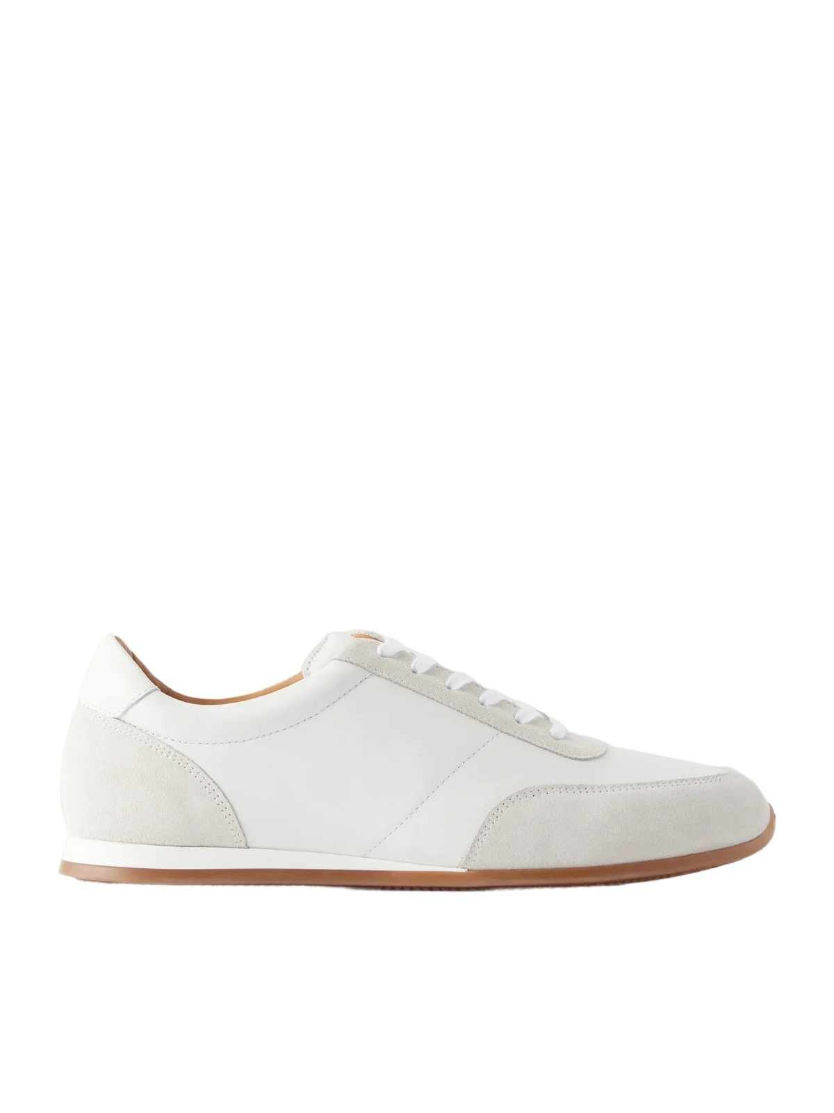 Suede-Trimmed Leather Sneakers - Men