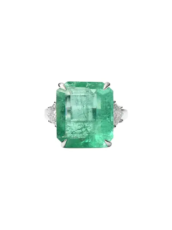 10.61ct Emerald Diamond 18K Gold Cocktail Ring