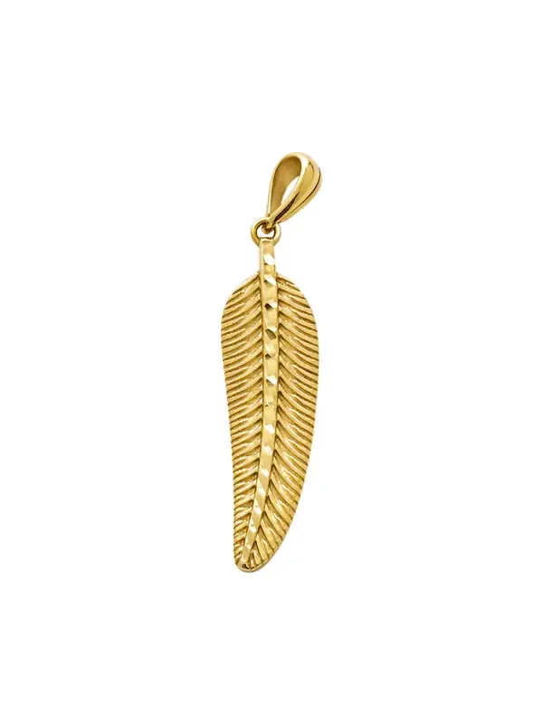 14K Gold Feather Pendant