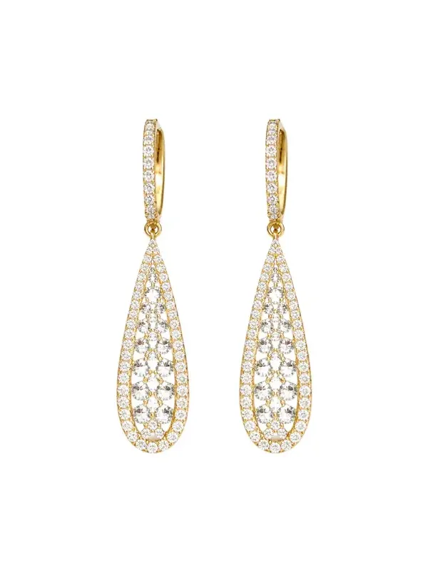 2.00ct Diamond 14K Gold Drop Hoop Earrings