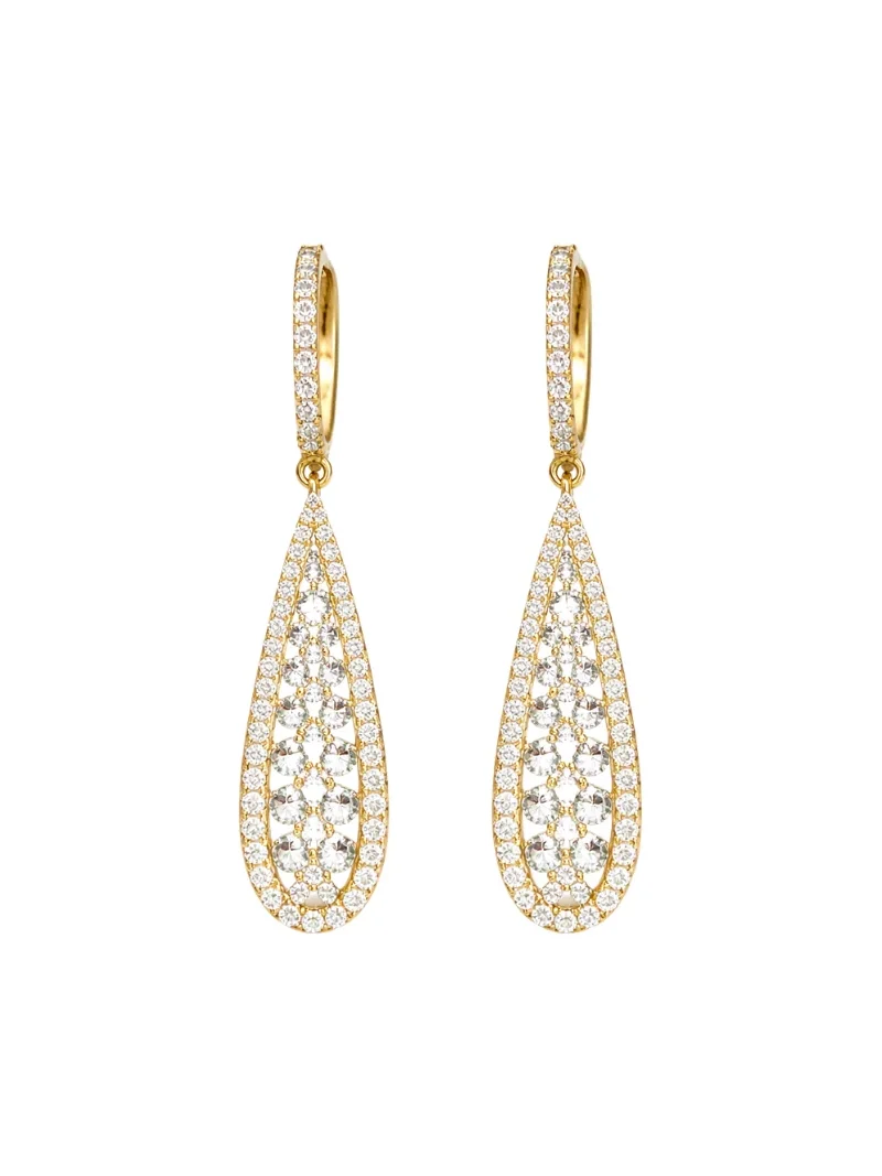 2.00ct Diamond 14K Gold Drop Hoop Earrings 2.00ct Diamond 14K Gold Drop Hoop Earrings