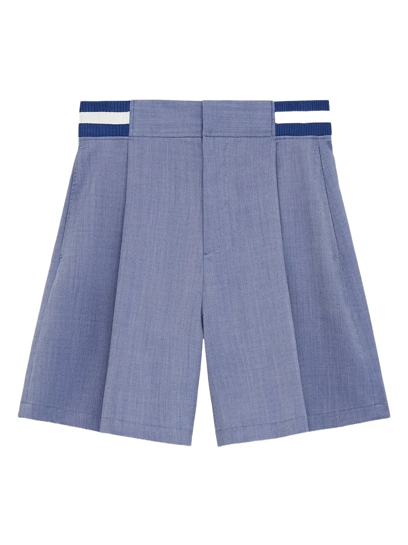 Loewe Men's Pleated Wool-Blend Shorts