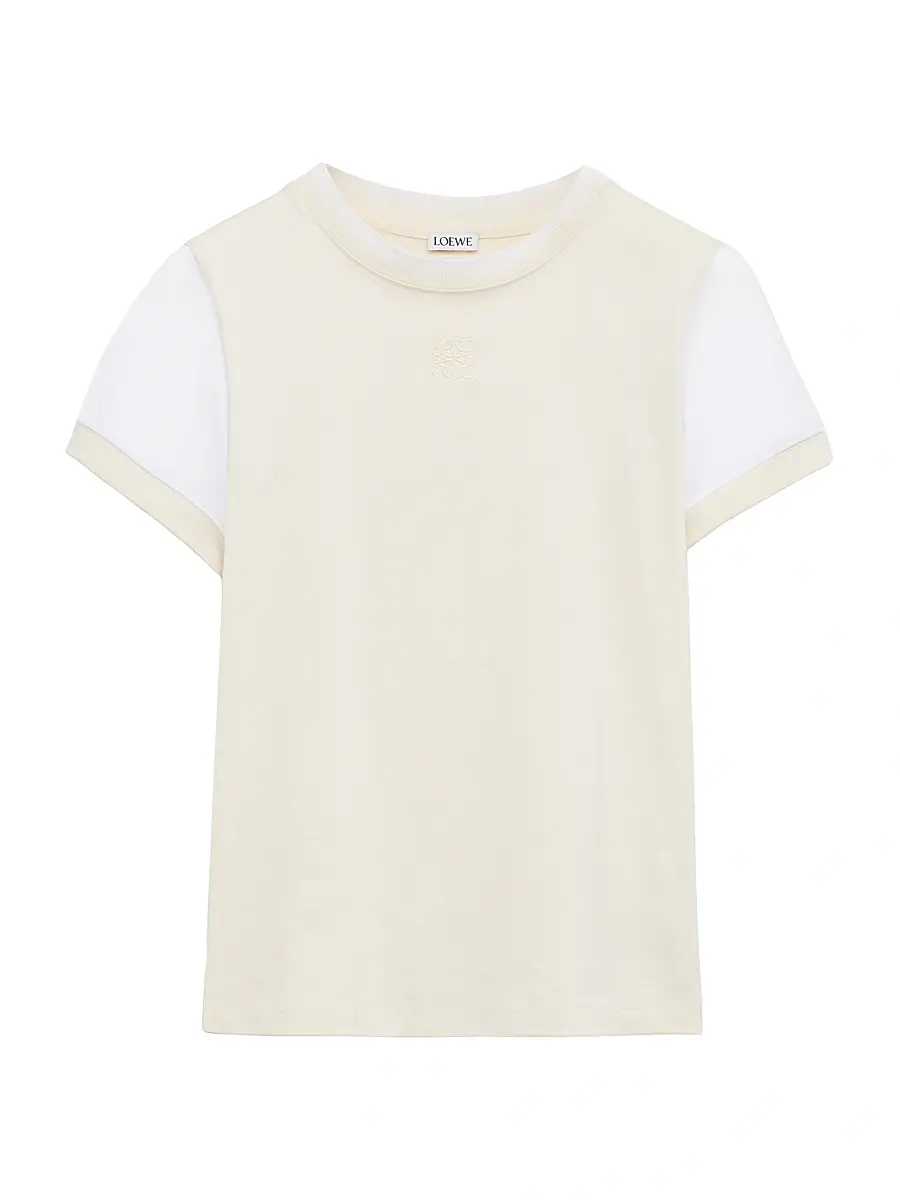 LOEWE Women's Logo Crewneck Cotton-Blend T-Shirt - Khaki Green | Thumbnail 5