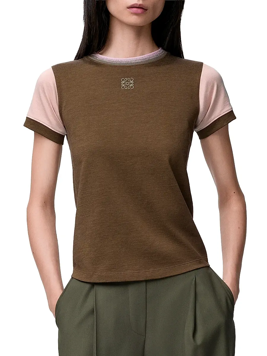 Women's Logo Crewneck Cotton-Blend T-Shirt - Khaki Green Women's Logo Crewneck Cotton-Blend T-Shirt - Khaki Green
