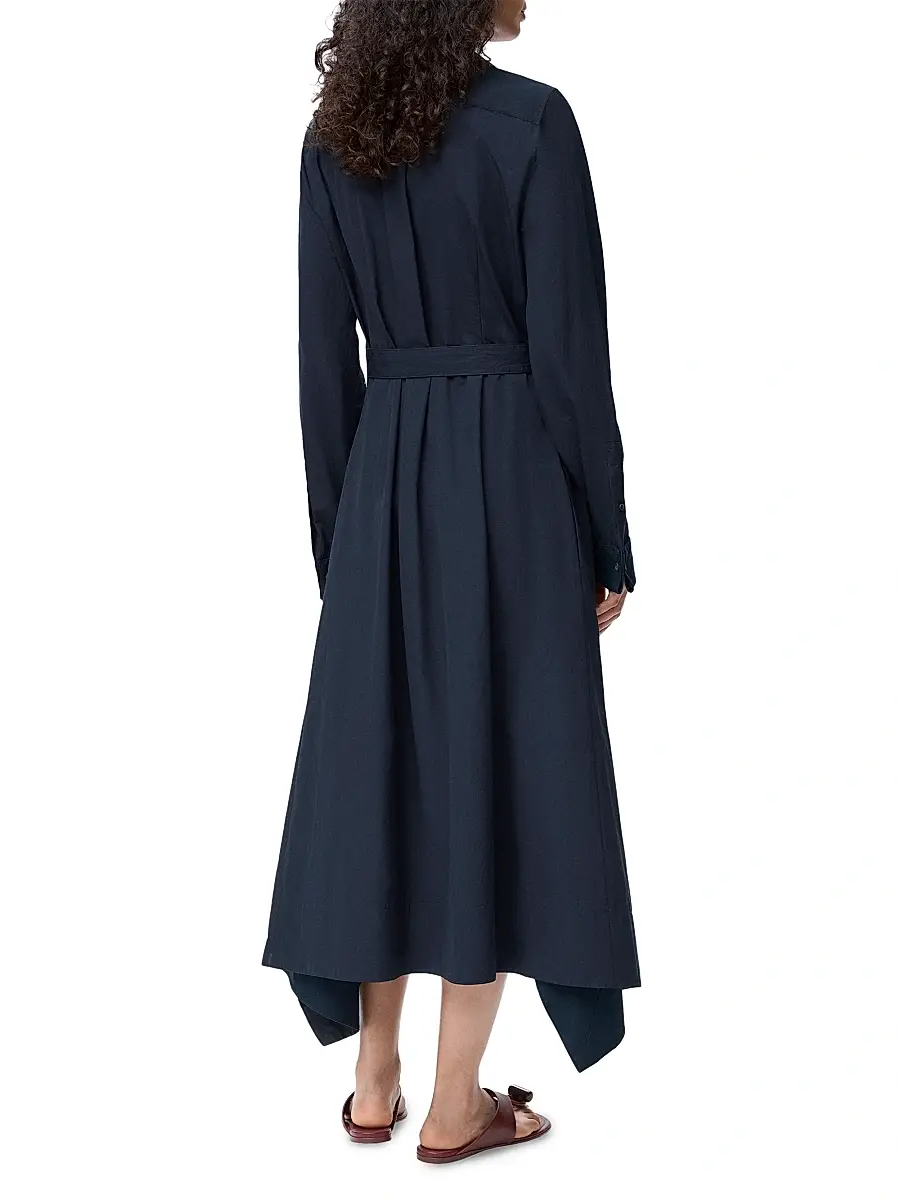 LOEWE Women's Draped Wrap Cotton-Blend Midi-Dress - Navy Blue | Thumbnail 3 LOEWE Women's Draped Wrap Cotton-Blend Midi-Dress - Navy Blue | Thumbnail 3