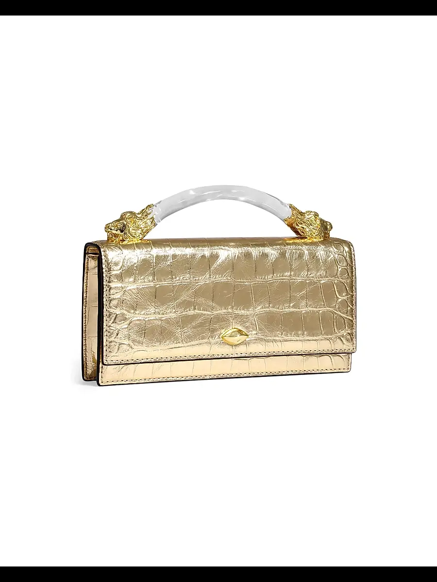ALEXIS BITTAR Women's Lioness Croc-Embossed Leather Top Handle Bag | Thumbnail 4 ALEXIS BITTAR Women's Lioness Croc-Embossed Leather Top Handle Bag | Thumbnail 4
