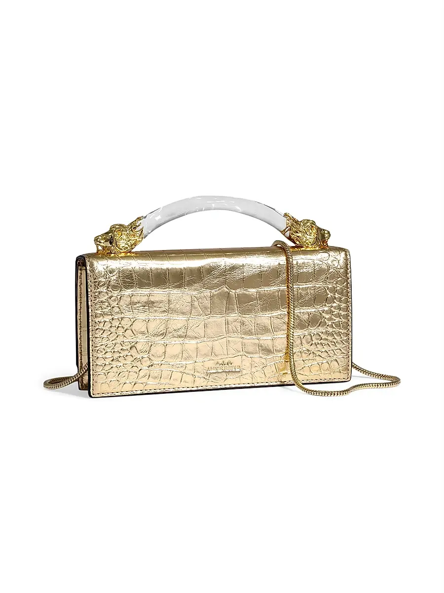 ALEXIS BITTAR Women's Lioness Croc-Embossed Leather Top Handle Bag | Thumbnail 5 ALEXIS BITTAR Women's Lioness Croc-Embossed Leather Top Handle Bag | Thumbnail 5