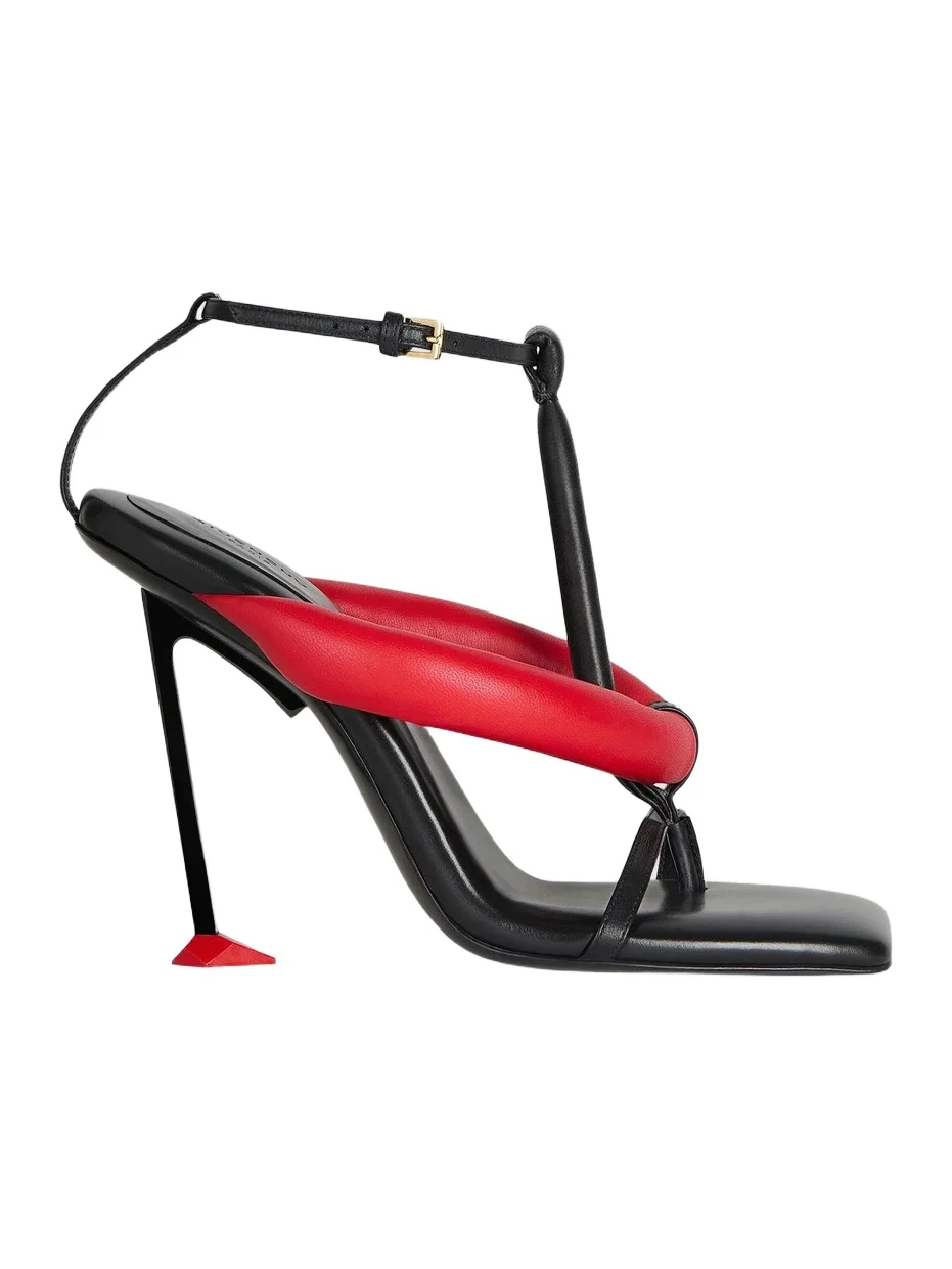 Givenchy Women's Boudoir Bicolor Heeled Thongs in Nappa Leather - Black Red