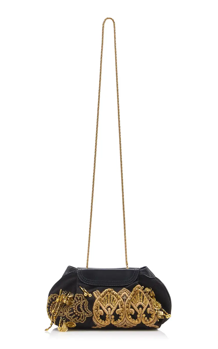 Dries Van Noten Small Embroidered Cotton Clutch