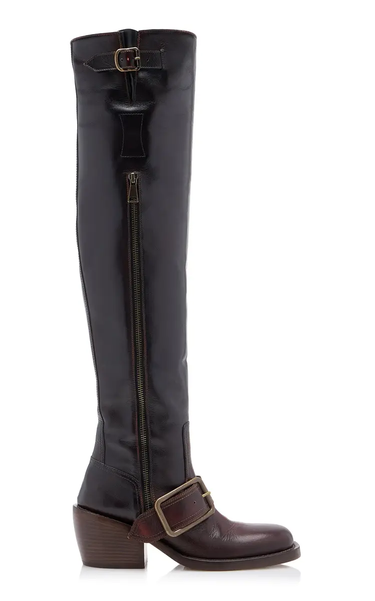 Dries Van Noten Leather Over-The-Knee Boots