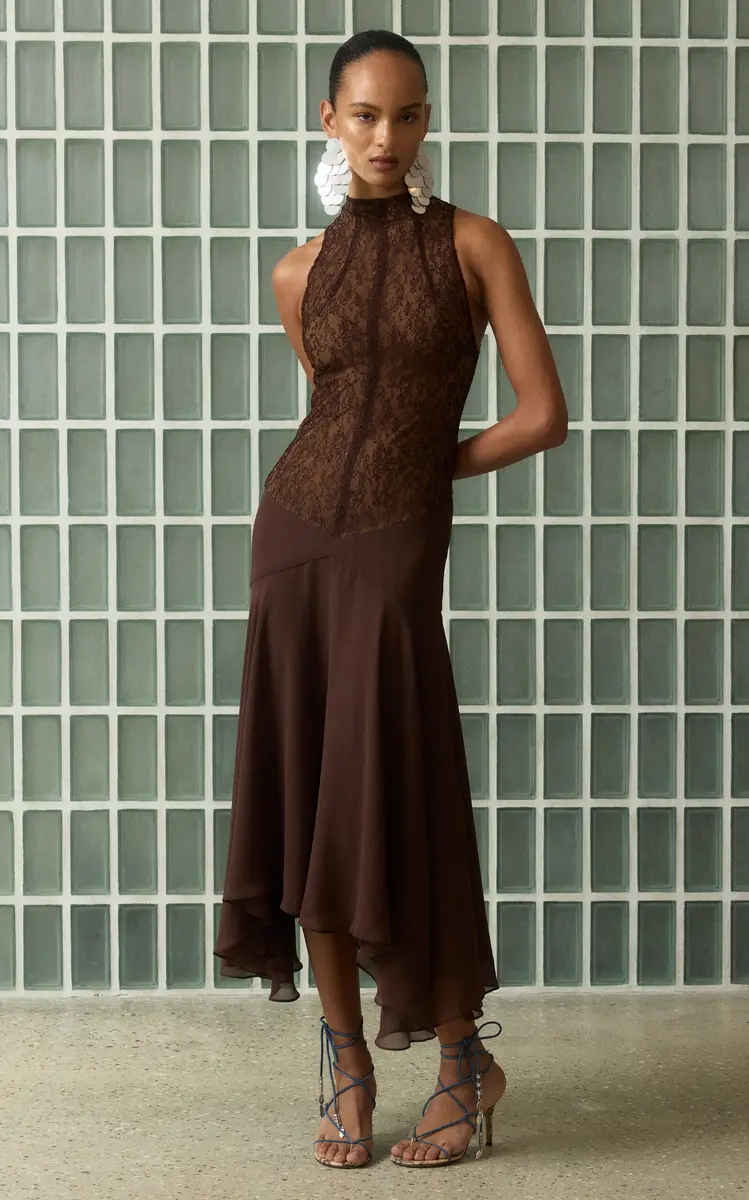 De La Vali Chandra Lace and Chiffon Midi Dress | Thumbnail 2 De La Vali Chandra Lace and Chiffon Midi Dress | Thumbnail 2