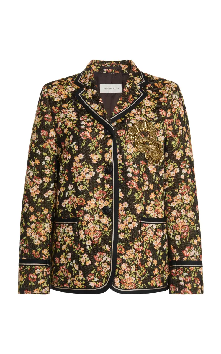 Dries Van Noten Brea Embroidered Cotton-Blend Blazer