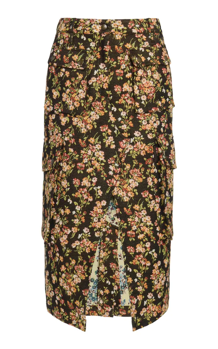 Dries Van Noten Sersy Cotton-Blend Midi Skirt
