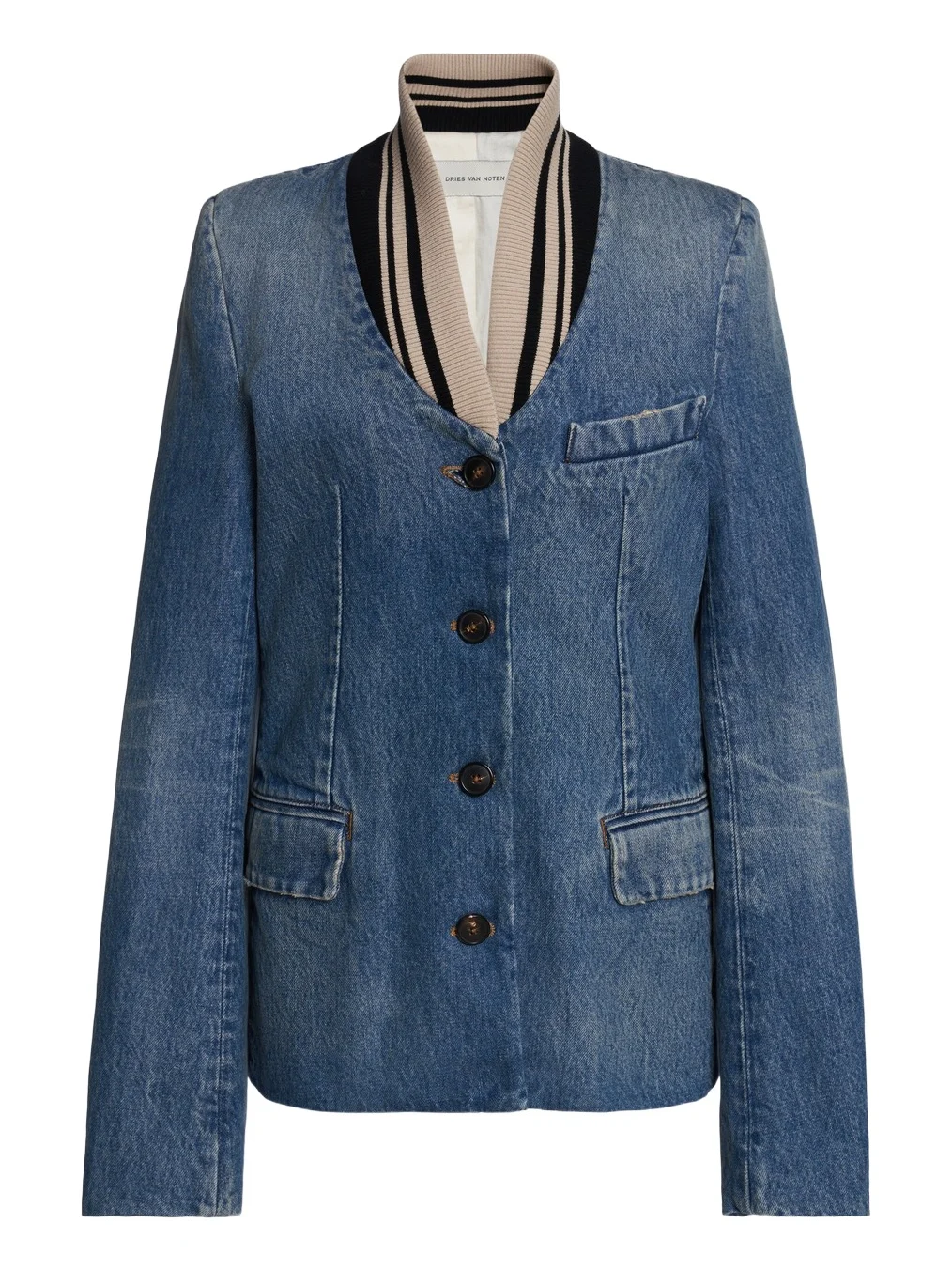 Dries Van Noten Britt Conrast Collar Cotton Jacket