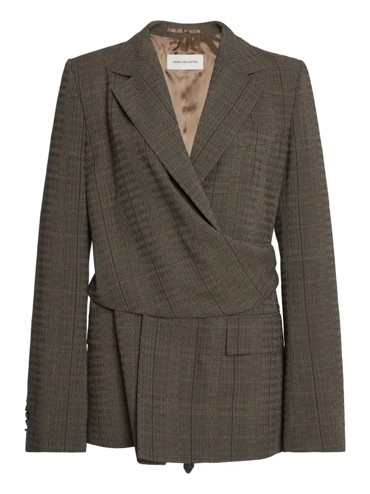 Dries Van Noten Beline Draped Wool Blazer