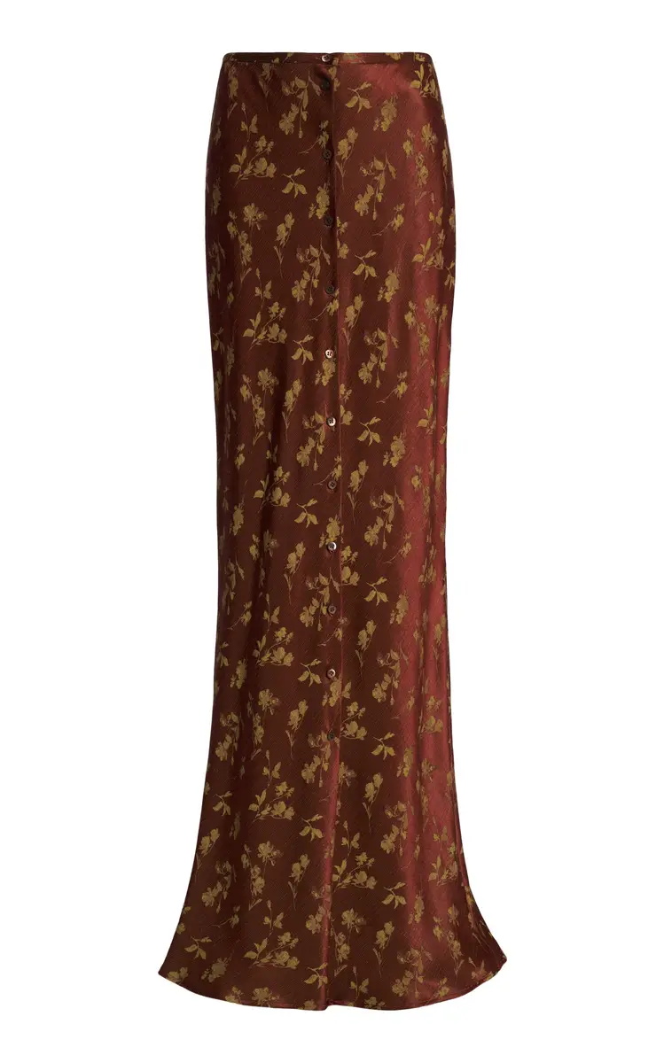 Dries Van Noten Serylo Printed Satin Maxi Skirt