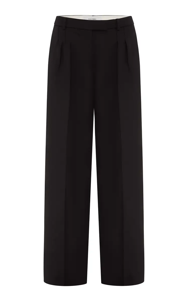 Alex Perry Pleated Wool Straight-Leg Pants