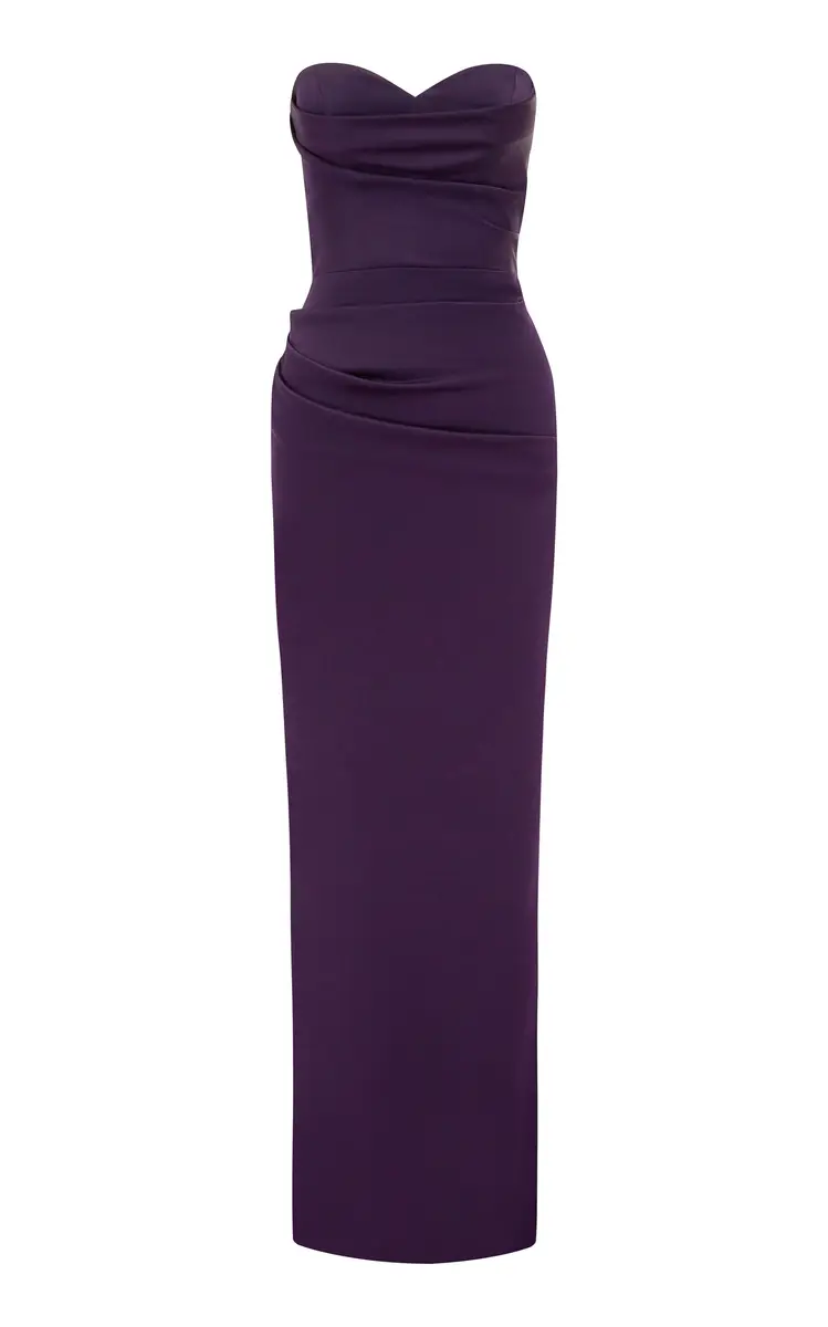 Sweetheart Draped Satin Crepe Maxi Dress Sweetheart Draped Satin Crepe Maxi Dress