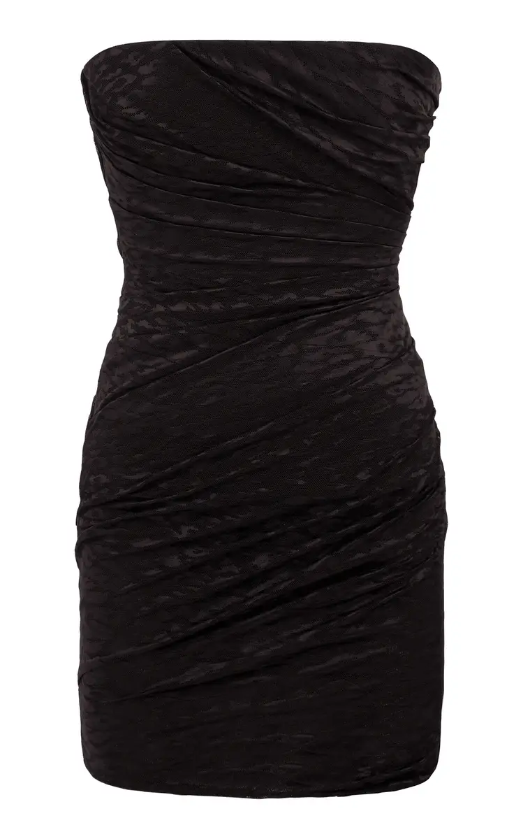 Alex Perry Tucked Leopard Lace Mini Dress