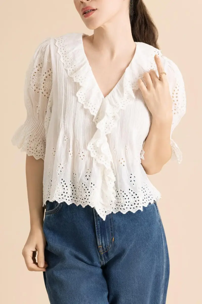 DÔEN Henri Top - Salt Eyelet | Thumbnail 2