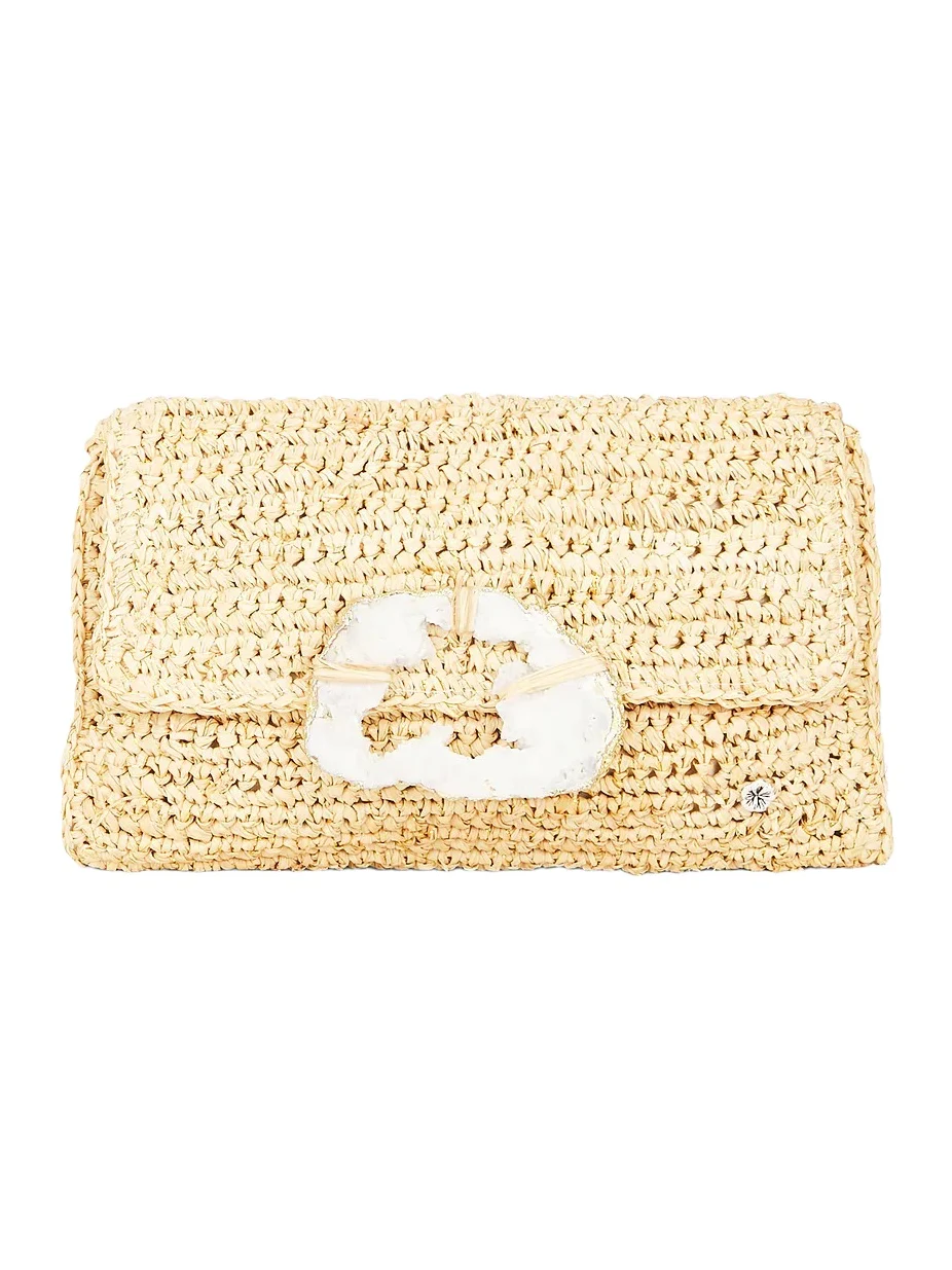 florabella Esplendor Crochet Raffia Clutch