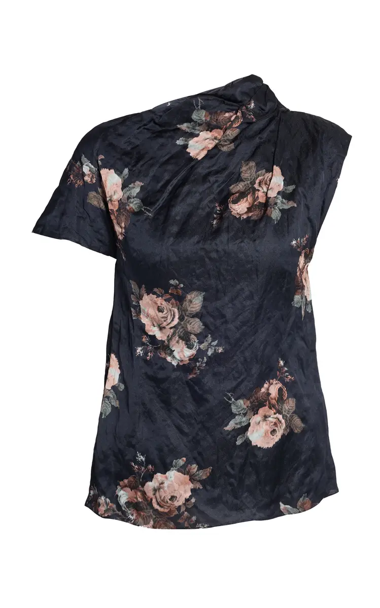 Erdem Cotton-Blend Crushed Satin Draped Top