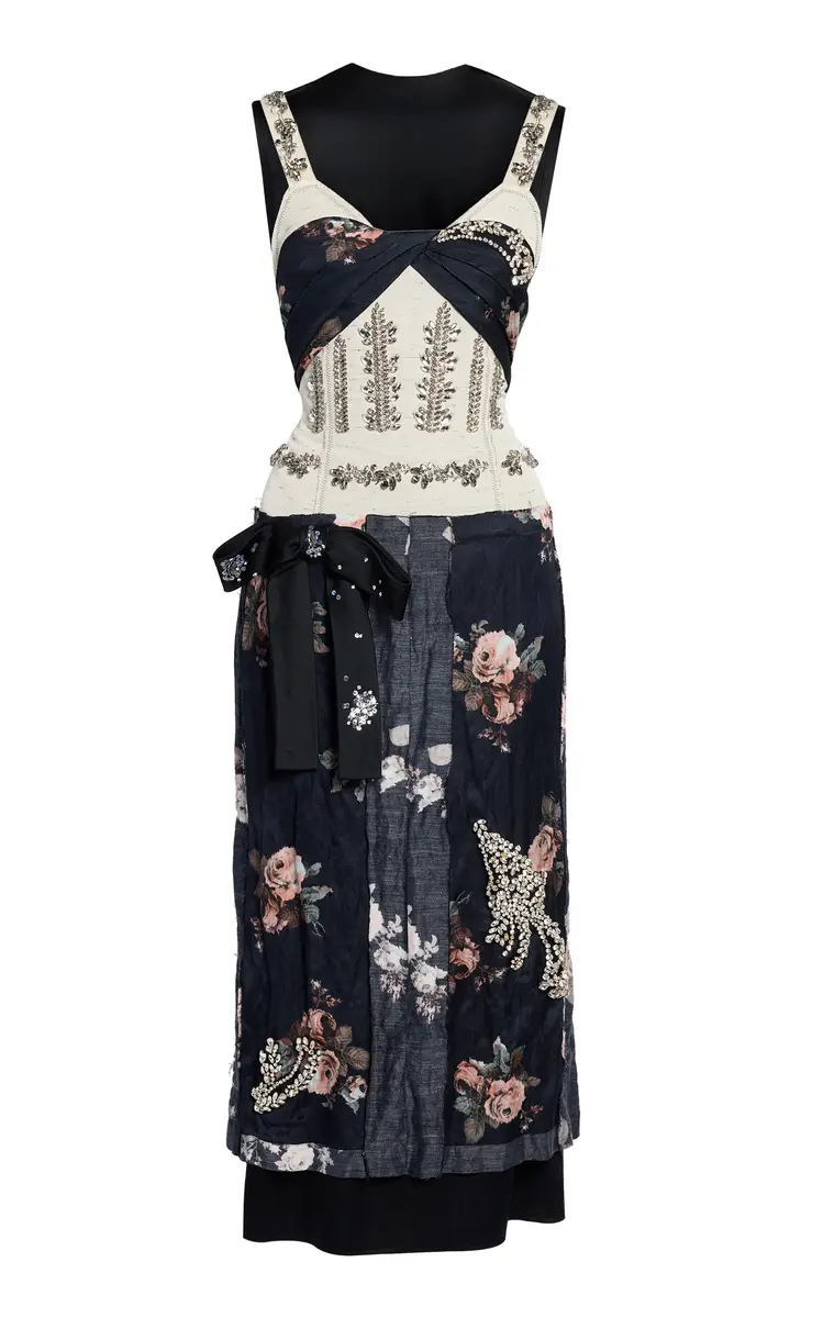 Erdem Embroidered Satin Midi Dress | Thumbnail 2