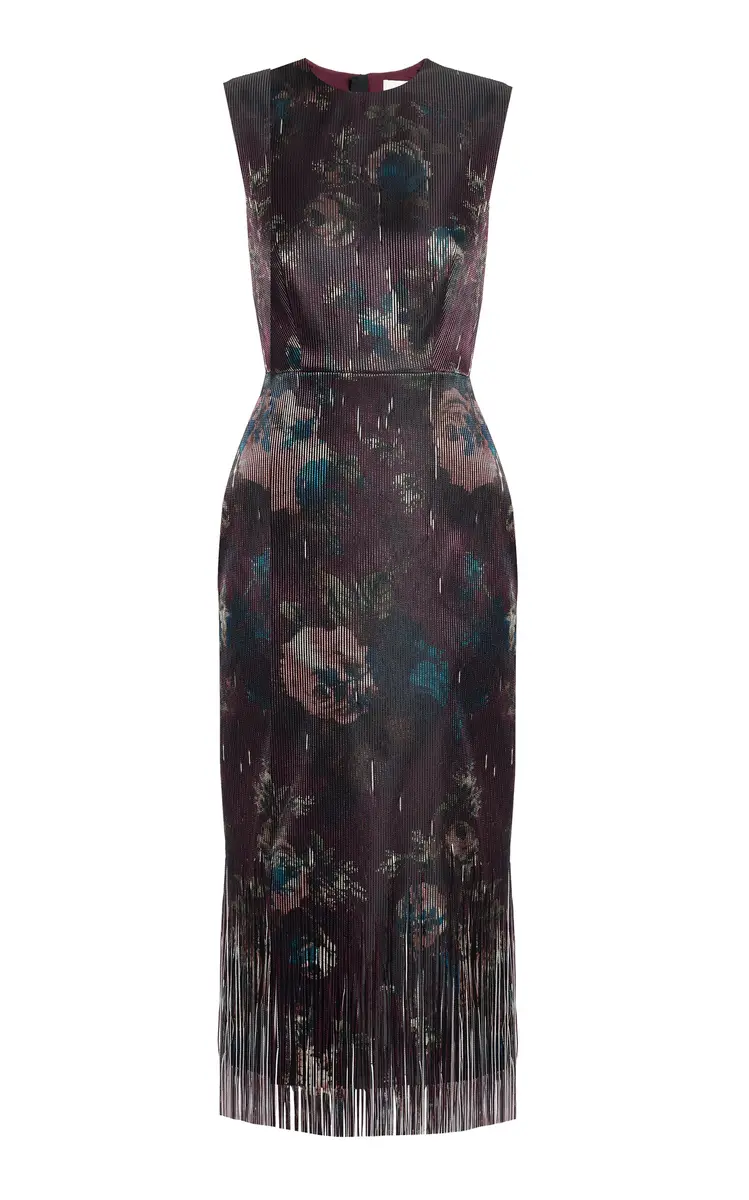Fringed Jacquard Midi Dress