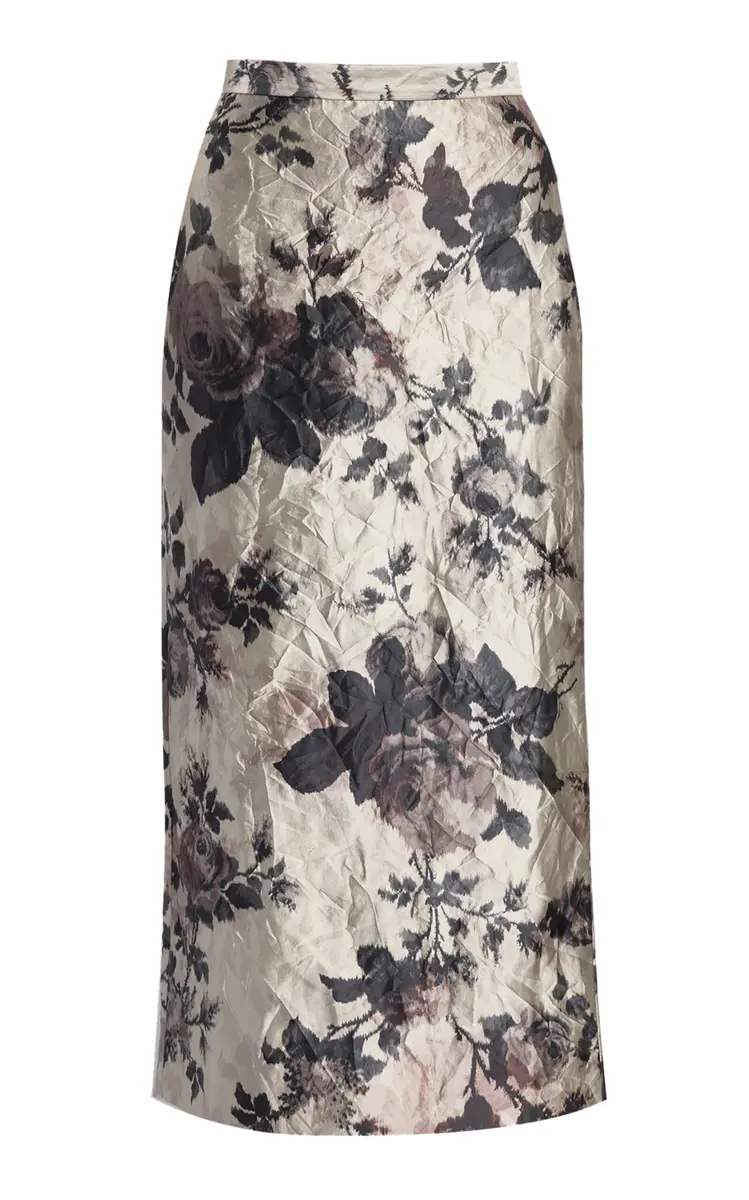 Erdem Textured Satin Midi Skirt