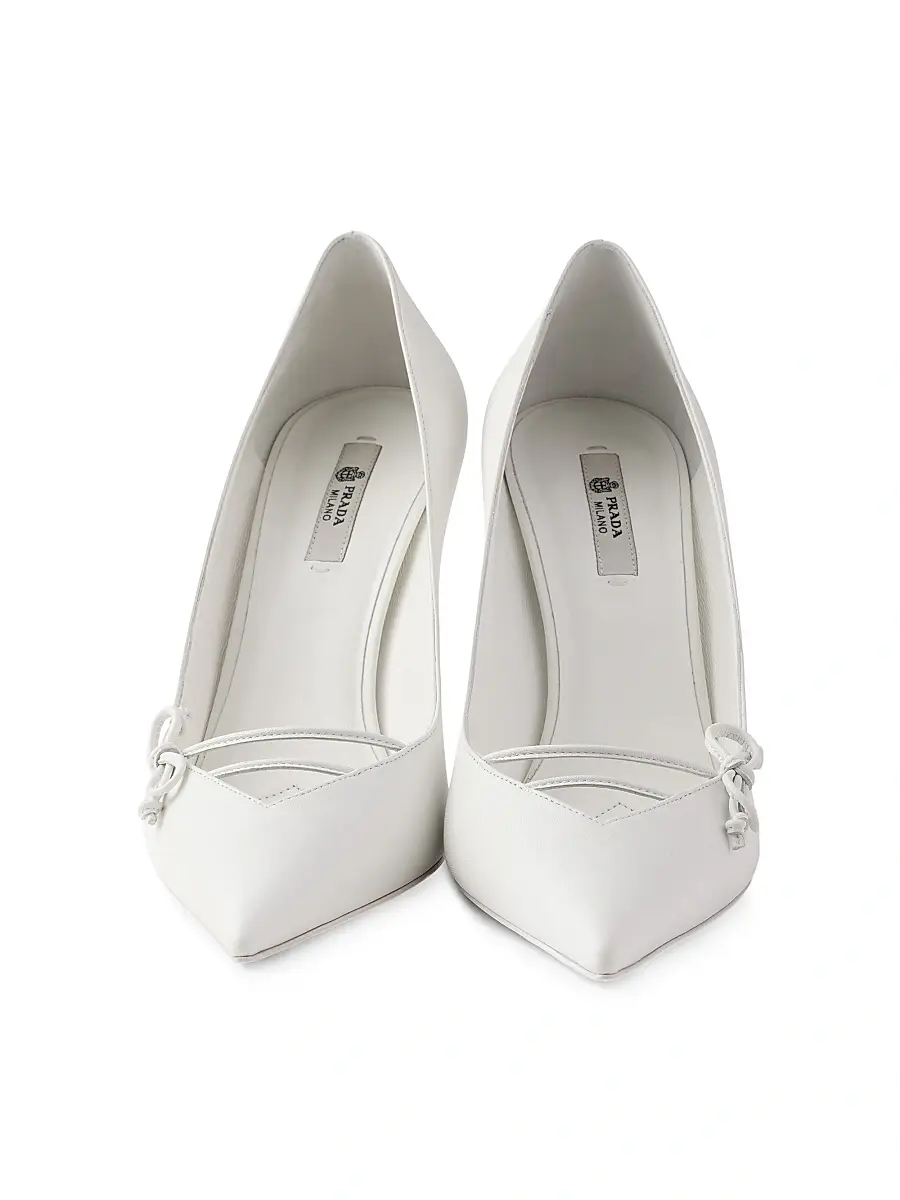 Prada Women's Leather Pumps - White | Thumbnail 2