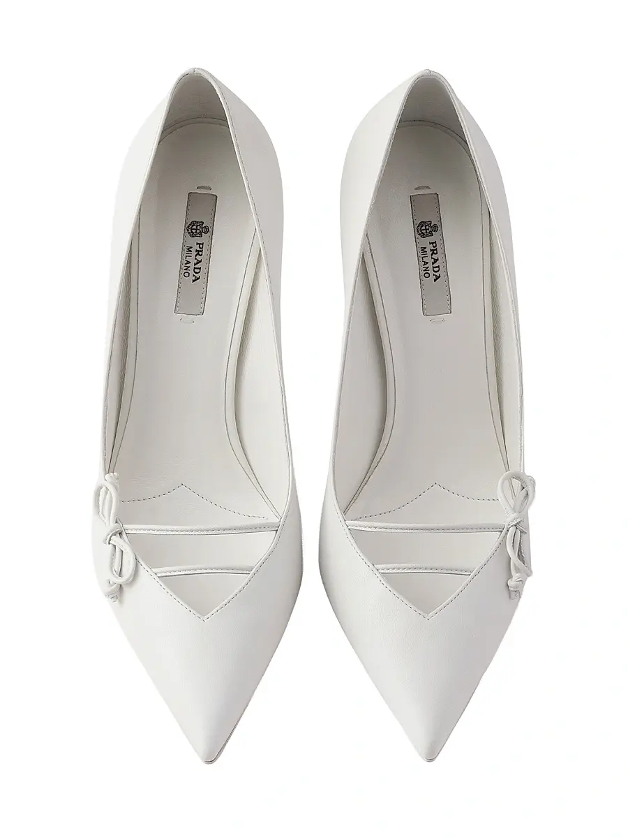 Prada Women's Leather Pumps - White | Thumbnail 4