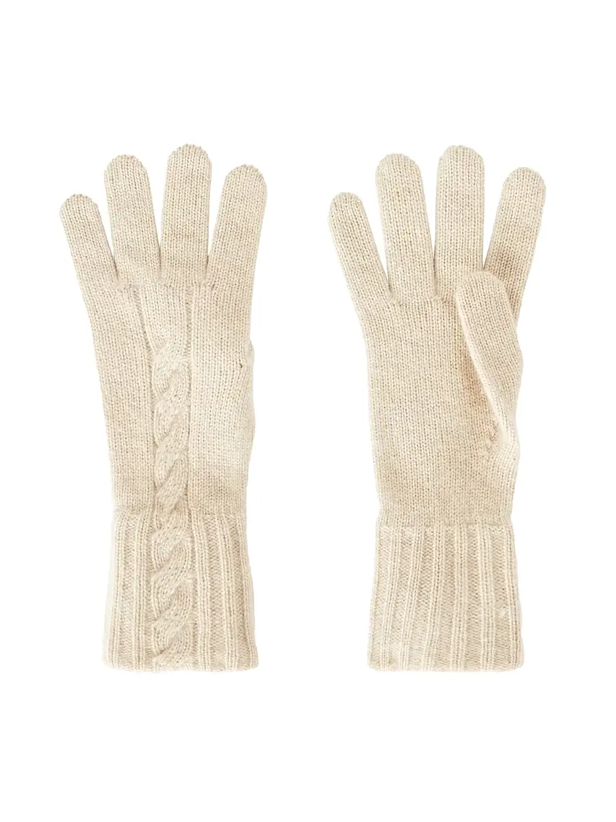 Loro Piana Women's Guanto Napier Cashmere Gloves - Creamy Melange | Image 1 Loro Piana Women's Guanto Napier Cashmere Gloves - Creamy Melange | Image 1