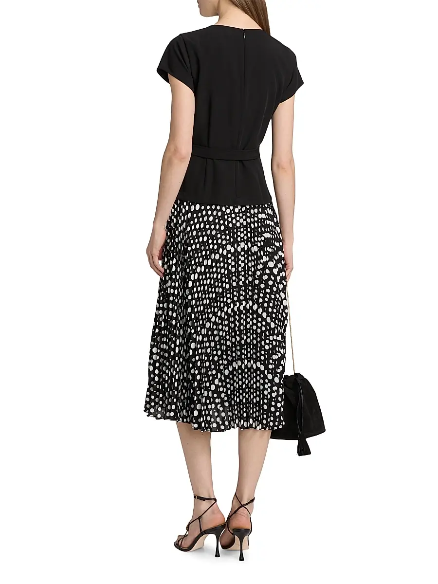 Elie Tahari Women's The Nina Polka Dot Combo Midi-Dress | Thumbnail 5