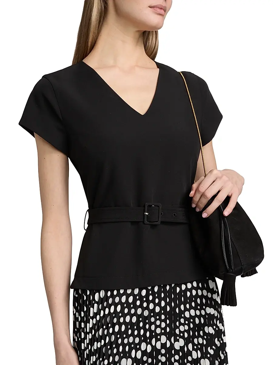 Elie Tahari Women's The Nina Polka Dot Combo Midi-Dress | Thumbnail 6