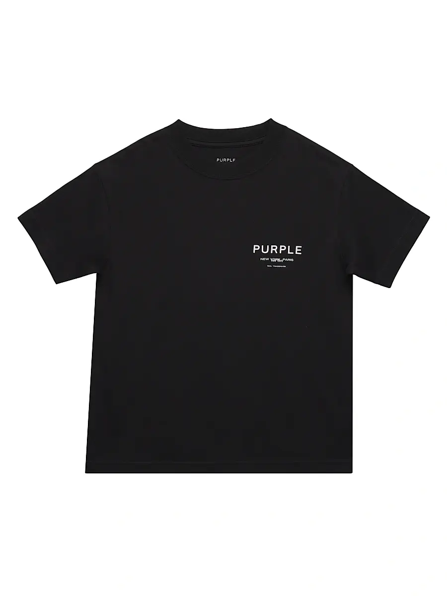 Purple Brand Little Boy's & Boy's Logo Jersey T-Shirt - Black | Image 1 Purple Brand Little Boy's & Boy's Logo Jersey T-Shirt - Black | Image 1