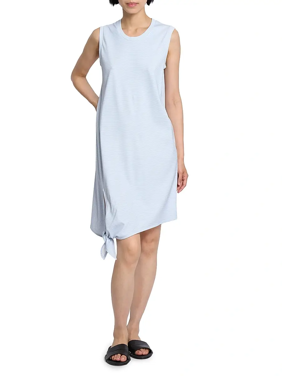 JW Anderson Women's Knotted-Hem Cotton Minidress - White Light Blue | Thumbnail 2