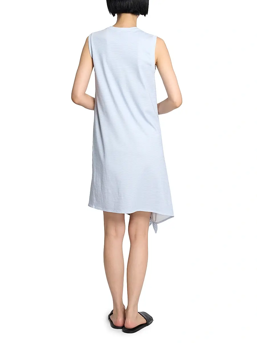JW Anderson Women's Knotted-Hem Cotton Minidress - White Light Blue | Thumbnail 4