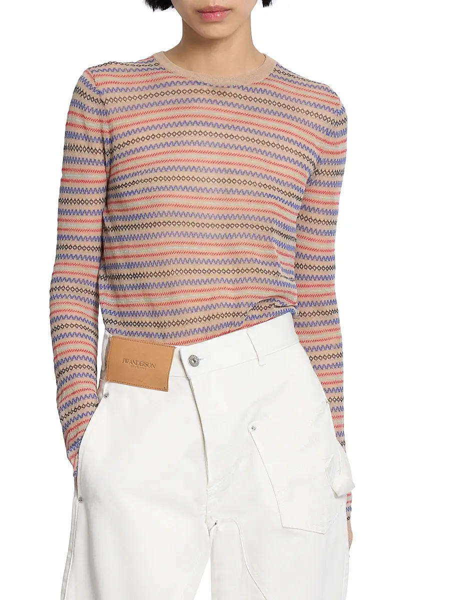 JW Anderson Women's Fair-Isle-Inspired Cotton-Blend Top | Thumbnail 3 JW Anderson Women's Fair-Isle-Inspired Cotton-Blend Top | Thumbnail 3