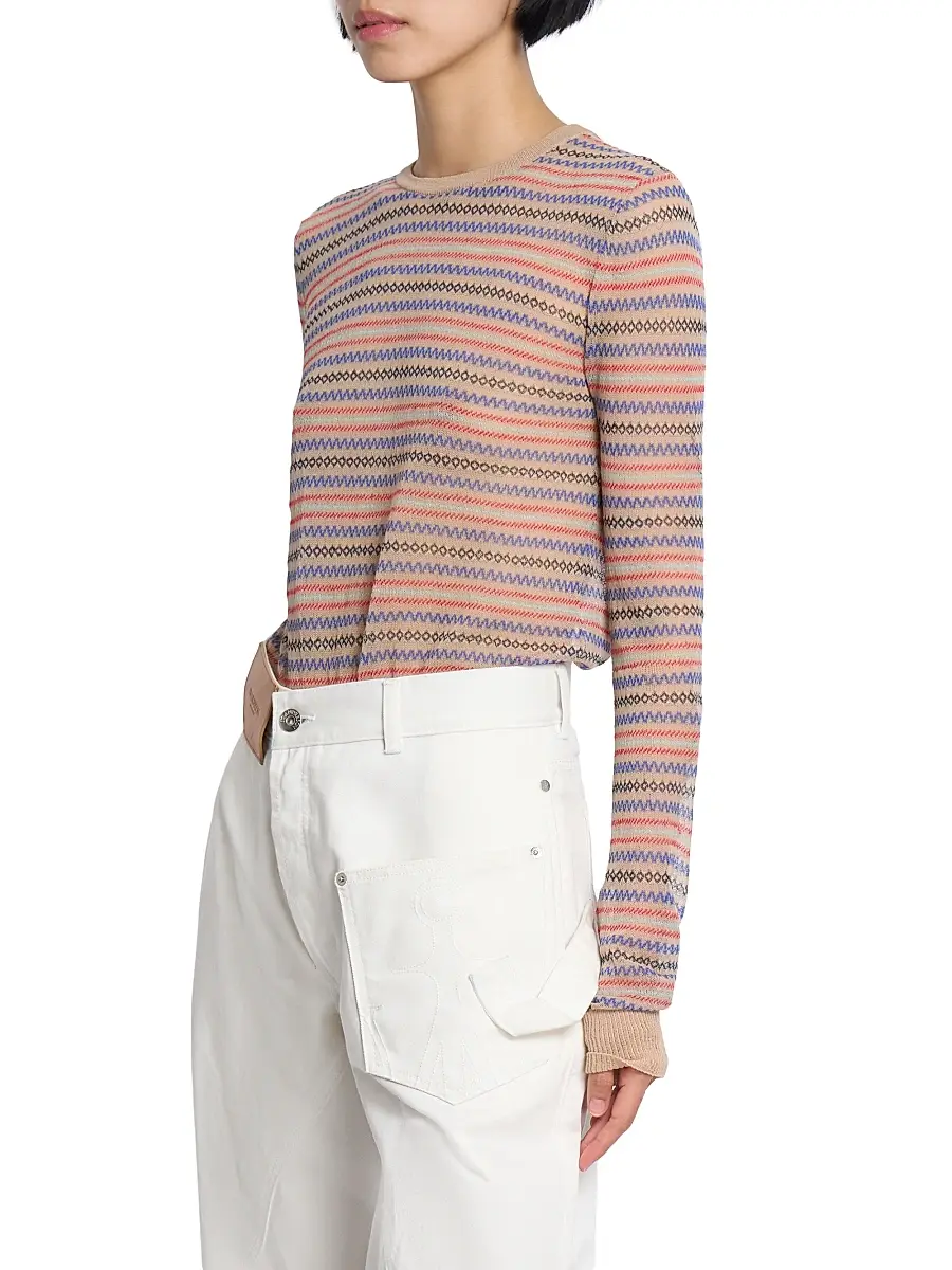JW Anderson Women's Fair-Isle-Inspired Cotton-Blend Top | Thumbnail 4 JW Anderson Women's Fair-Isle-Inspired Cotton-Blend Top | Thumbnail 4
