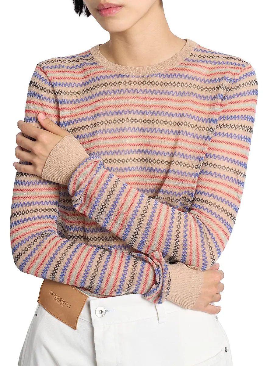 JW Anderson Women's Fair-Isle-Inspired Cotton-Blend Top | Thumbnail 6 JW Anderson Women's Fair-Isle-Inspired Cotton-Blend Top | Thumbnail 6