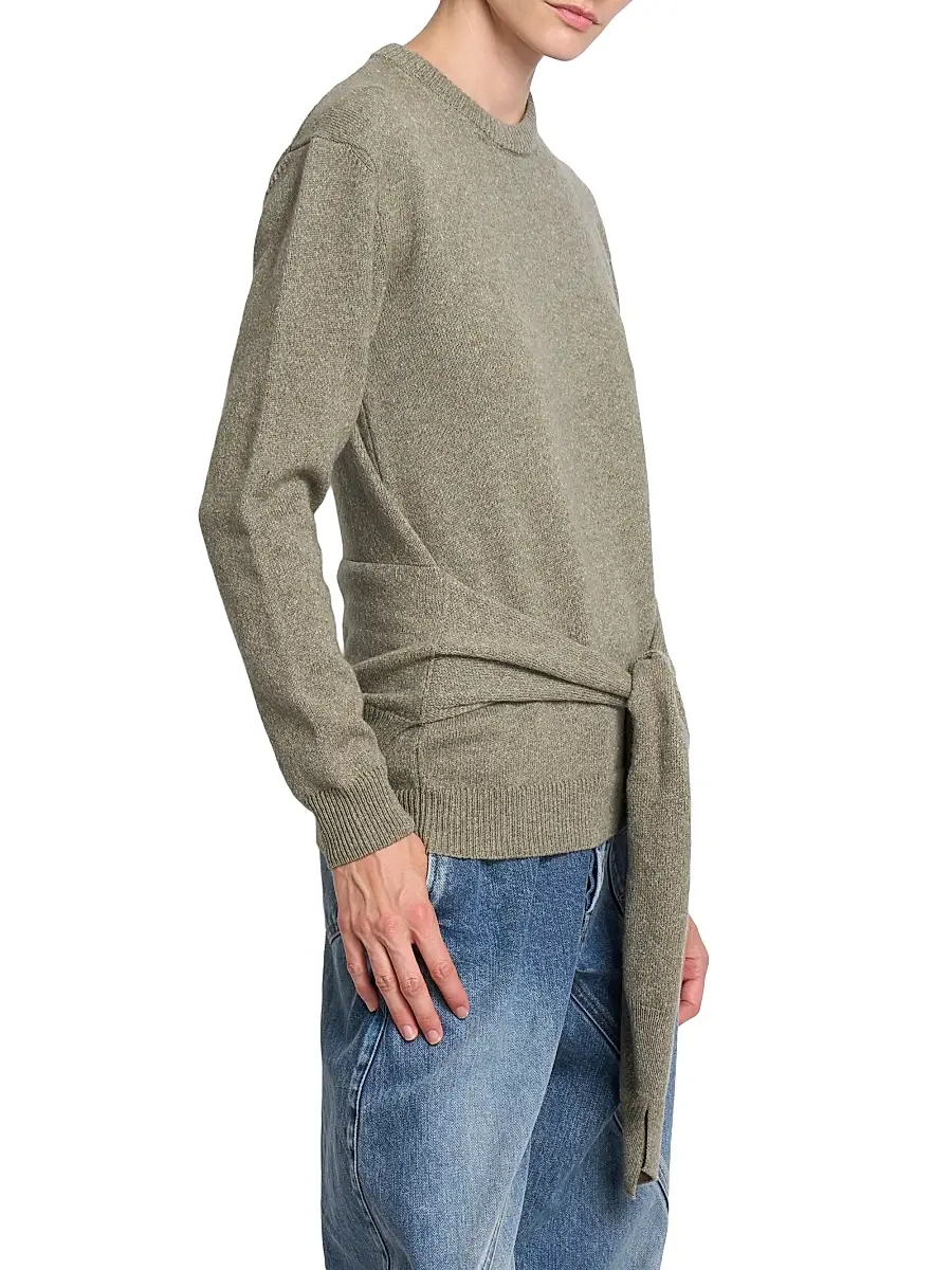 JW Anderson Women's Waist-Tie Wool-Cotton Crewneck Sweater | Thumbnail 4 JW Anderson Women's Waist-Tie Wool-Cotton Crewneck Sweater | Thumbnail 4