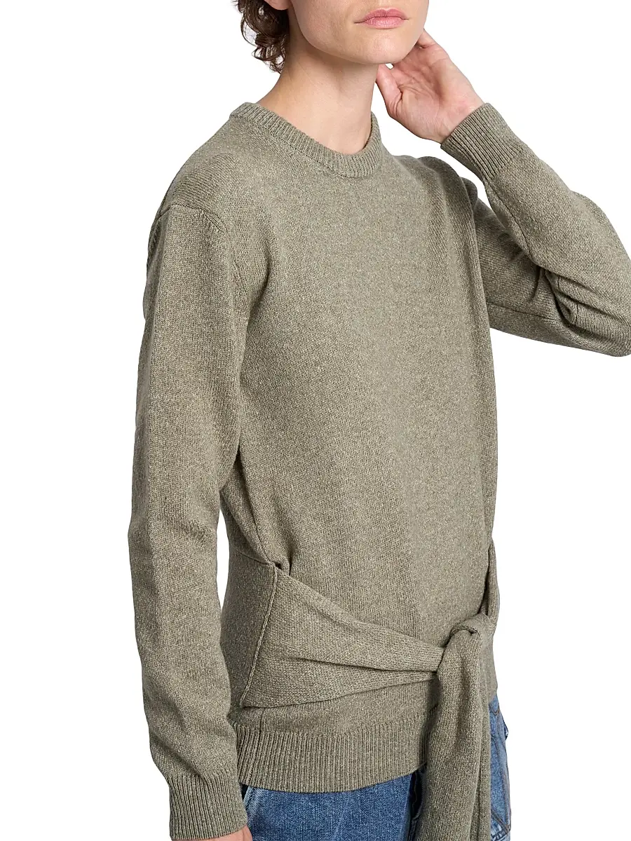 JW Anderson Women's Waist-Tie Wool-Cotton Crewneck Sweater | Thumbnail 6 JW Anderson Women's Waist-Tie Wool-Cotton Crewneck Sweater | Thumbnail 6