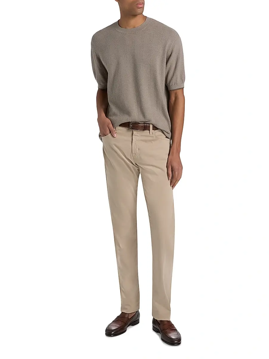 Emporio Armani Men's Tipped-Trim Textured Chevron Sweater | Thumbnail 2 Emporio Armani Men's Tipped-Trim Textured Chevron Sweater | Thumbnail 2